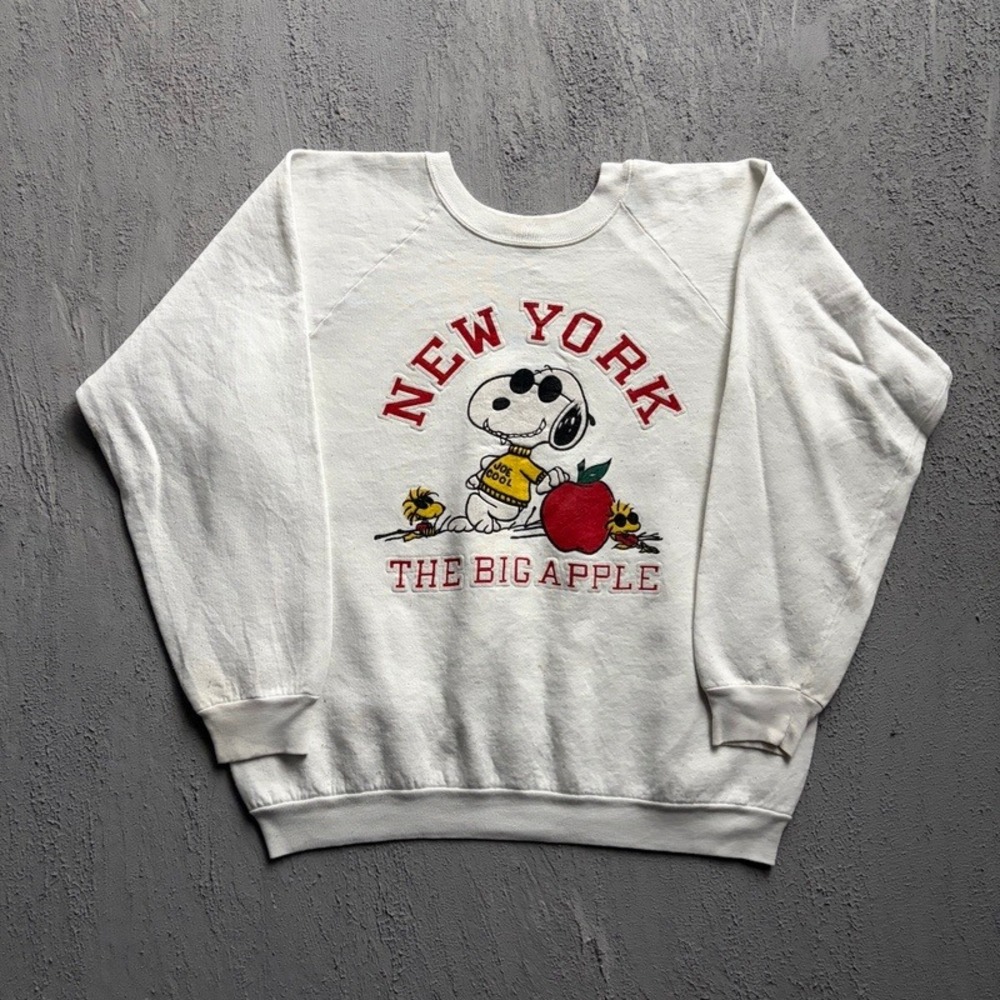Vintage Snoopy New York Sweatshirt XL White 1990s Peanuts Big Apple
